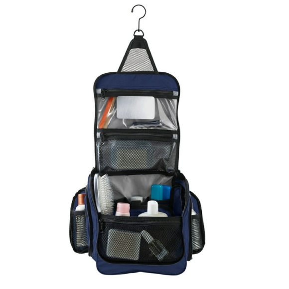 L.L. Bean Other - LL Bean Toiletry Travel Organizer Bag Blue Carry Handles Shoulder Strap Zip